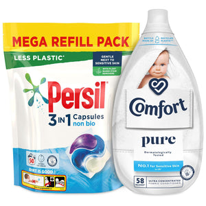 1xEach Laundry Bundle:Persil NonBio Capsules 50W& Comfort Fabric Conditioner 58W