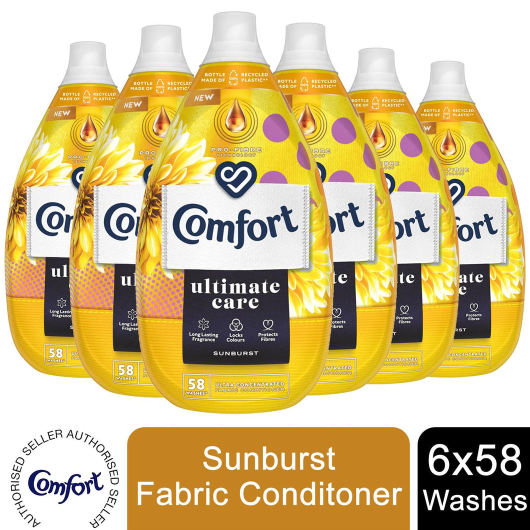 6x of 870ml Comfort Ultimate Care Sunburst Concentrated Fabric Conditioner 58W
