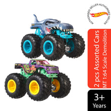 Load image into Gallery viewer, Hot Wheels Monster Trucks Demo 2-Pk Assorted &amp; Truck Scorpion Sting Raceway
