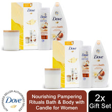 Load image into Gallery viewer, Dove Nourishing Pampering Rituals Bath &amp; Body Gift Sets with Candle for Women, 2pk