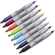 Load image into Gallery viewer, Sharpie Permanent Markers Twin Tip Fine Points Assorted Colours Pack of 8
