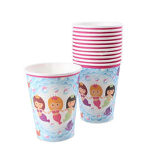 Load image into Gallery viewer, Mermaid Design Disposable 12 Paper Cups For Picnics, Parties &amp; Barbecues
