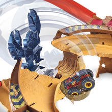 Load image into Gallery viewer, Hot Wheels Monster Trucks Demo 2-Pk Assorted &amp; Truck Scorpion Sting Raceway