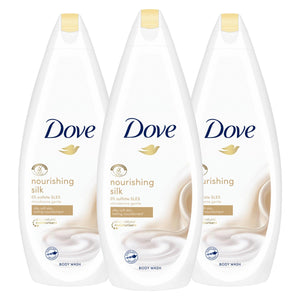 3pk of 720ml Dove Nourishing Silk 0% Sulfate SLES Skin Moisturiser Body Wash