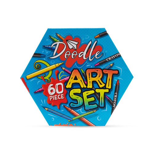 Doodle 60 Piece Hexagon Washable Arts and Crafts Set - Blue