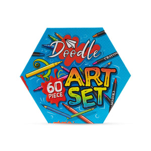 Doodle 60 Piece Hexagon Washable Arts and Crafts Set - Blue
