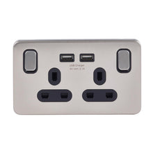 Load image into Gallery viewer, Schneider Electric Lisse Screwless Deco 13A Double Switched Socket + 2 USB Ports