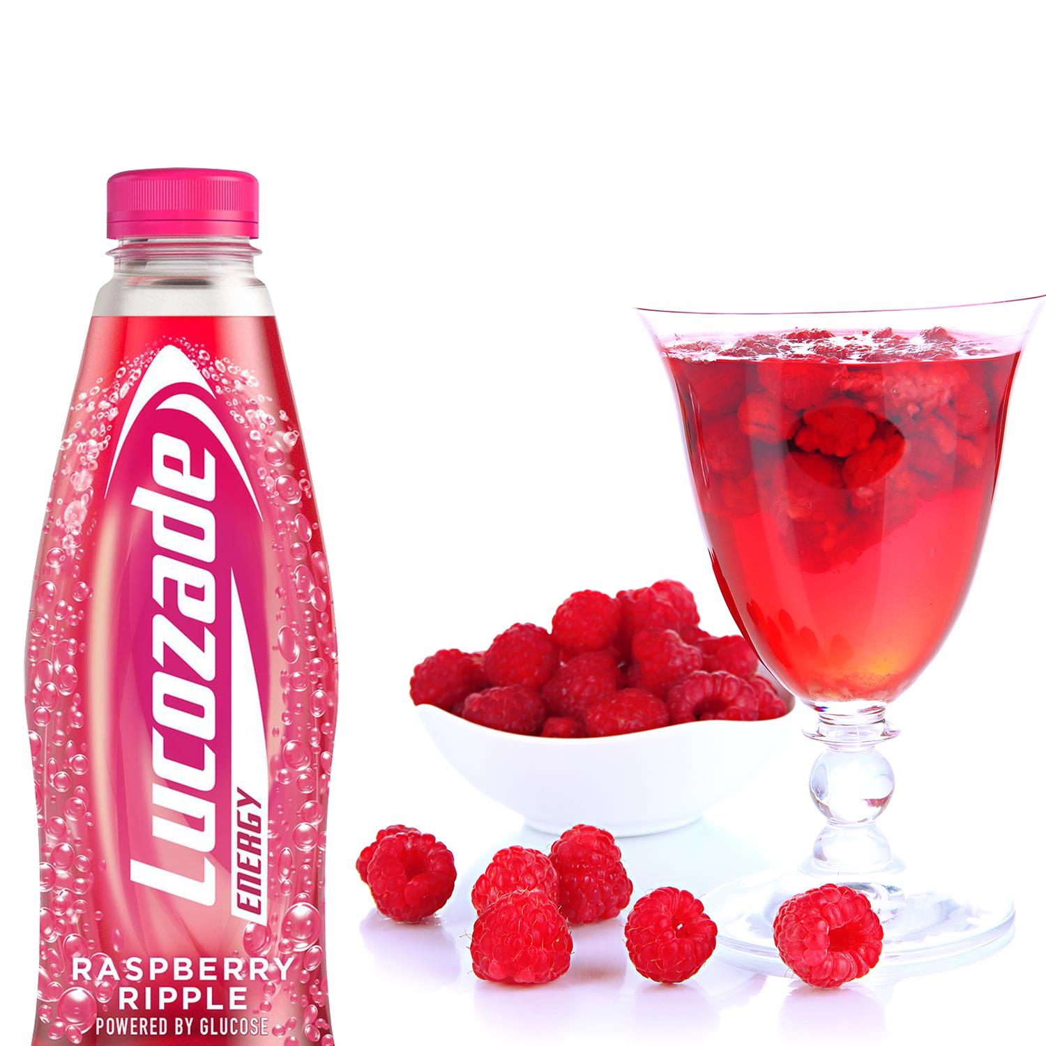 Lucozade Energy Raspberry Ripple 12 Pk of 900ml Lucozade Energy Raspberry Ripple Sugar-Free Sparkling E ...