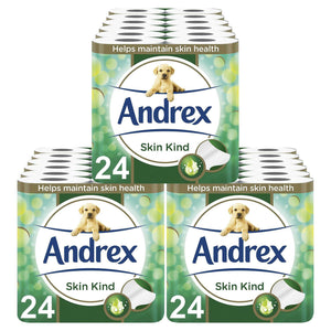 Andrex Toilet Roll Skin Kind with Aloe Vera Extract 2 Ply Toilet Paper, 72 Rolls