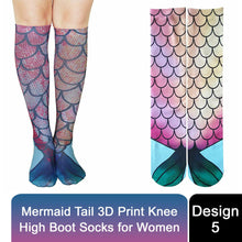 Load image into Gallery viewer, Mermaid Tail 3D Print Women Girl Knee High Boot Socks