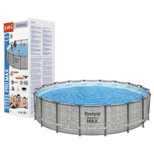 Load image into Gallery viewer, Bestway Round Steel Pro Blue or Steel Pro MAX Stone Wall Pool with Filter Pump