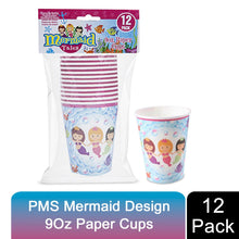 Load image into Gallery viewer, Mermaid Design Disposable 12 Paper Cups For Picnics, Parties &amp; Barbecues