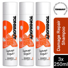 Load image into Gallery viewer, 3 Pack of 250ml Toni &amp; Guy Fibre Strengthening Shampoo for All Types of Hair