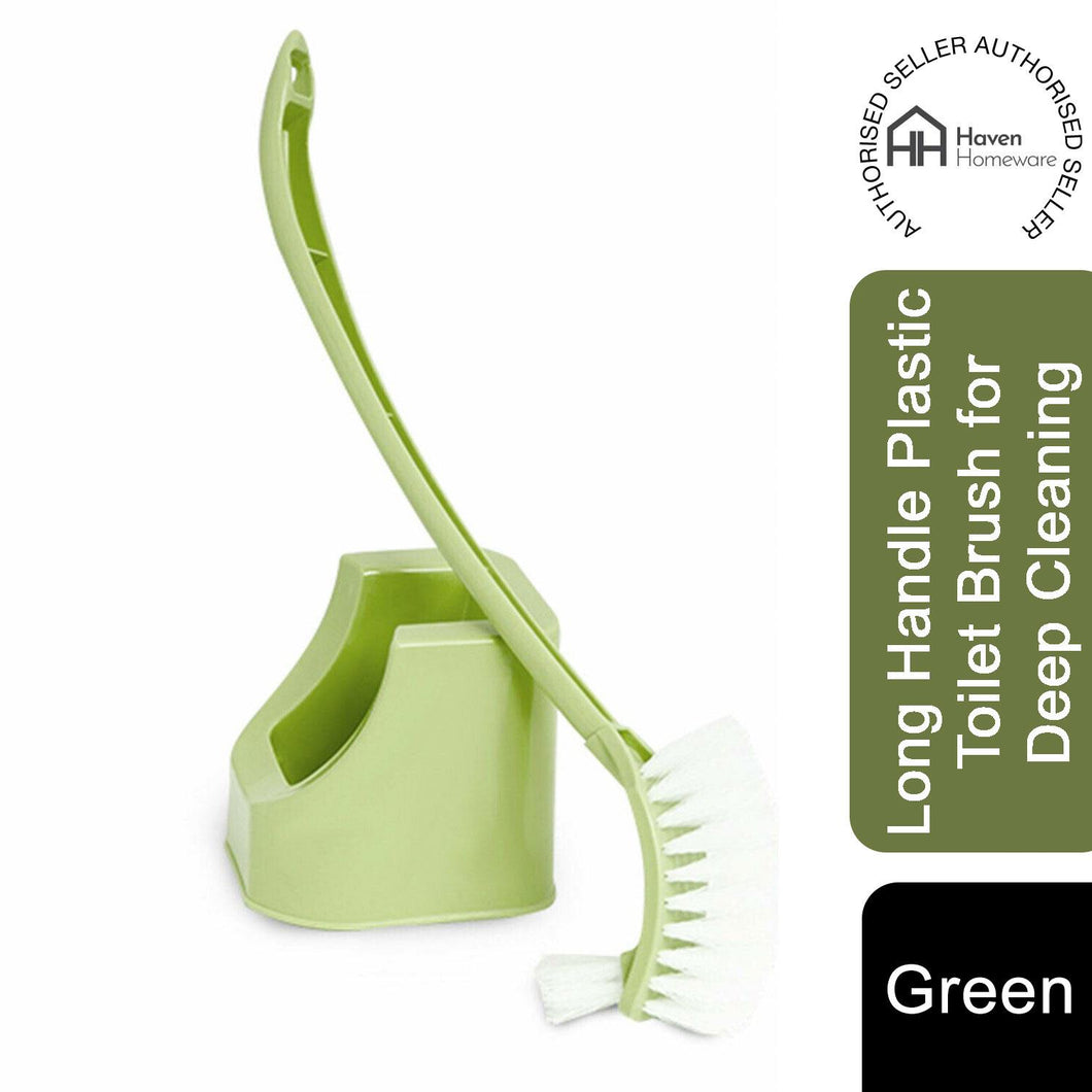Haven Long Handle Plastic Toilet Brush for Deep Cleaning, Green