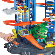 Load image into Gallery viewer, Hot Wheels T-Rex Ultimate Garage with 2 Cars &amp; PK5 Diecast &amp; Toy Cars (Assorted)
