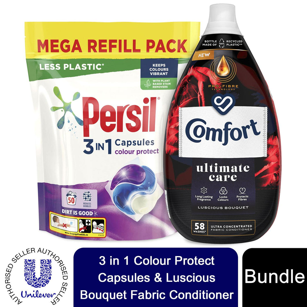 Laundry Bundle 1x50W Persil Colour Capsules & 1x58W Comfort Fabric Conditioner