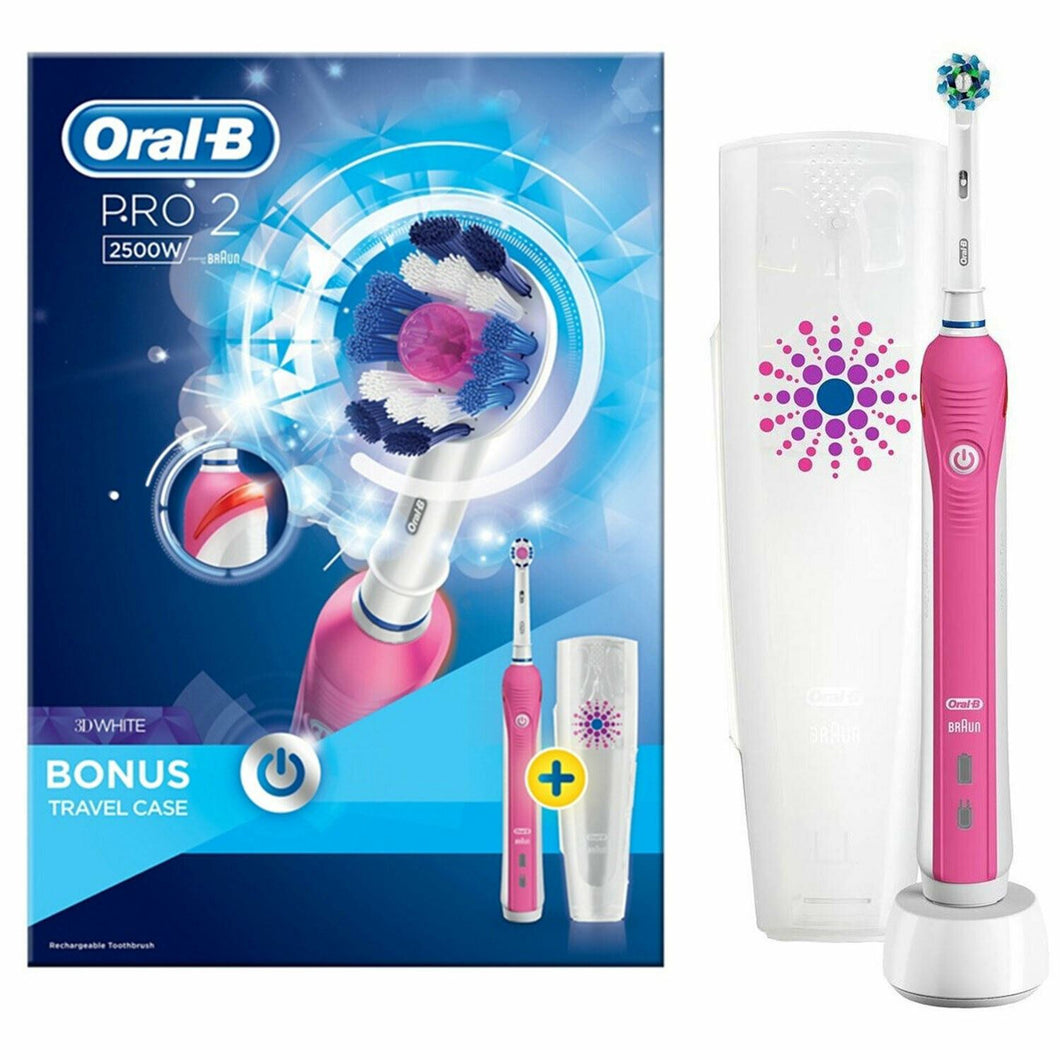 Oral-B Pro 2 2500 3D White Electric Rechargeable Toothbrush Pink