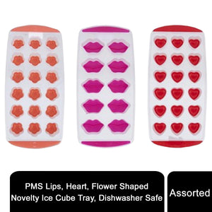 Haven Ice Cube Tray & Silicone Lid or Lips, Heart, Flower Shape Tray, Assorted