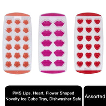 Load image into Gallery viewer, PMS Lips, Heart, Flower Shaped Novelty Ice Cube Tray, Dishwasher Safe, Assorted