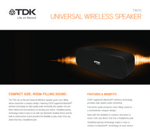 Load image into Gallery viewer, TDK T79001 TW212 Universal Bluetooth Stereo Speaker, Black