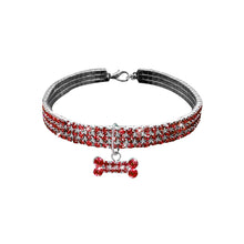 Load image into Gallery viewer, AQ Luxury Diamond Rhinestones &amp; Thick Silver Plating Medium Collar for Pet - Red