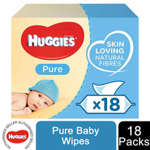 Load image into Gallery viewer, Huggies Pure Baby Wipes, 18 Packs (1008 Wipes Total)