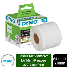 Load image into Gallery viewer, DYMO Labels Self Adhesive LW Multi-Purpose 320 Easy-Peel 54 mm x 70mm