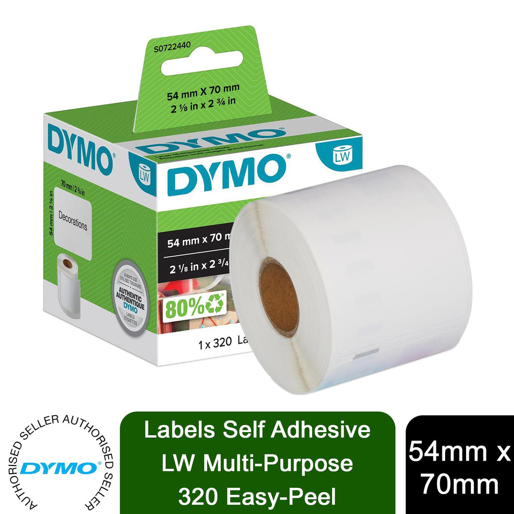 DYMO Labels Self Adhesive LW Multi-Purpose 320 Easy-Peel 54 mm x 70mm