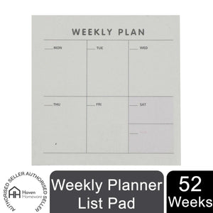Haven Weekly Planner List Pad for Tasks, Goals, Notes, Meals & Reminders