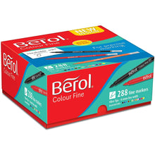 Load image into Gallery viewer, Berol Colouring Pens Felt Tip Assorted Fine Point 0.6mm Class Pack of 288