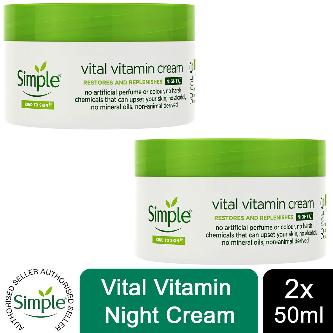 2x of 50ml Simple Kind to Skin VitalVitaminCream for Day&Night for SensitiveSkin