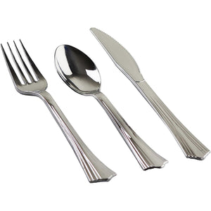 Disposable Plastic Knife/Fork/Spoon, White Napkins, Cutlery Set, 15Pcs
