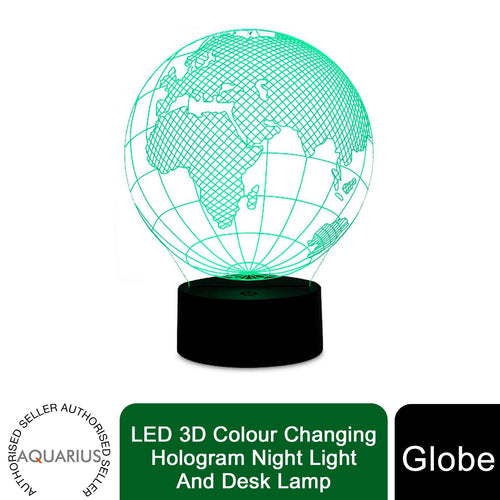 Aquarius LED 3D Colour Changing Hologram Night Light and Desk Lamp - Globe