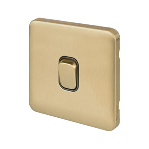Schneider Electric Lisse Single 2 Way Light Switch 10AX GGBL1012BSB Satin Brass