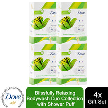 Load image into Gallery viewer, Dove Blissfully Relaxing Bodywash Duo Collection Gift Set with Shower Puff