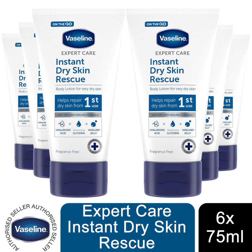 3x or 6x of 75ml Vaseline Instant Dry Skin Rescue On the Go Body Lotion