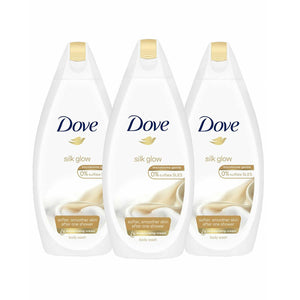 3 Pack Dove ¼ Moisturising Cream Silk Glow Body Wash, 450ml