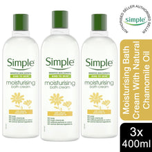 Load image into Gallery viewer, 3xof400ml Simple Kind to Skin Moisturising Bath Cream with Natural Chamomile Oil
