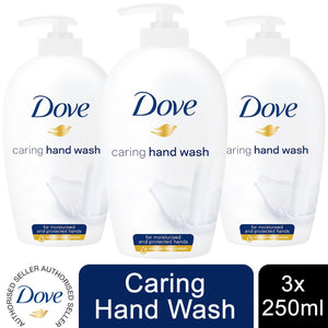 3x of 250ml Dove Caring Hand Wash for Moisturised and protected Hands