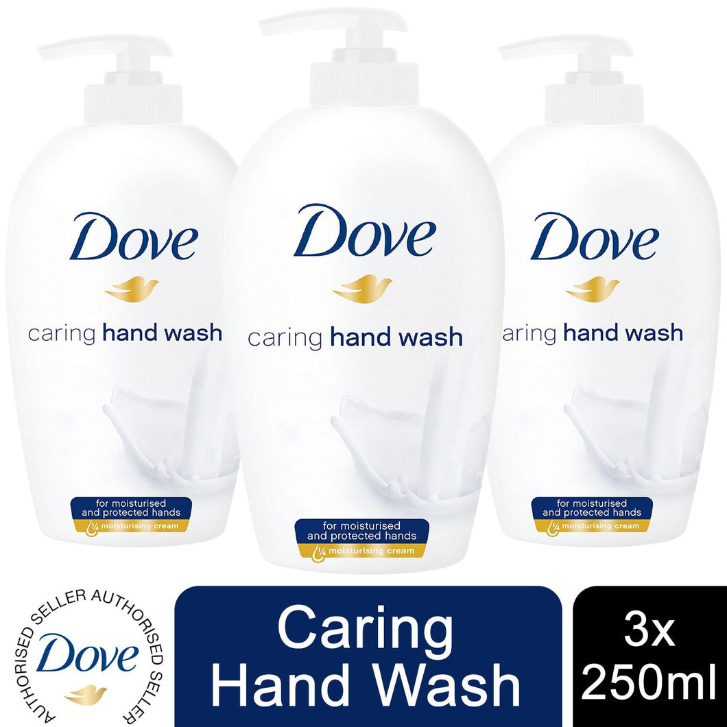 3x of 250ml Dove Caring Hand Wash for Moisturised and protected Hands