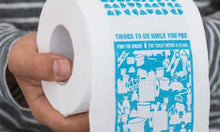 Load image into Gallery viewer, Things To Do While You Poo Brain Teaser Novelty Toilet Paper, One Roll
