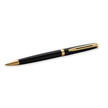 Load image into Gallery viewer, Waterman Hemisphere Ballpoint Pen Gloss Black Gold Trim Blue Ink Gift Box