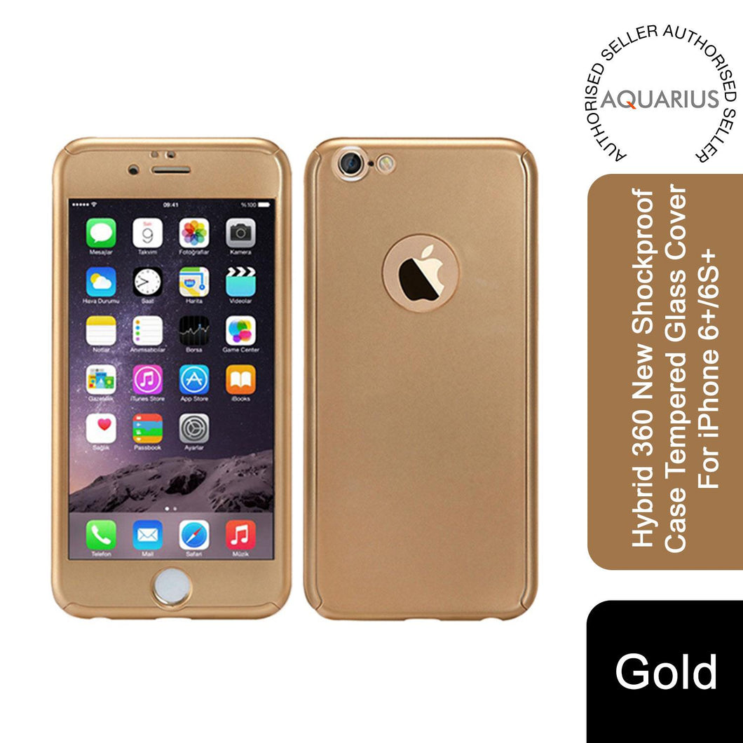 1x Hybrid 360 New Shockproof Case Tempered Glass Cover For iPhone 6+/6S+ - Gold