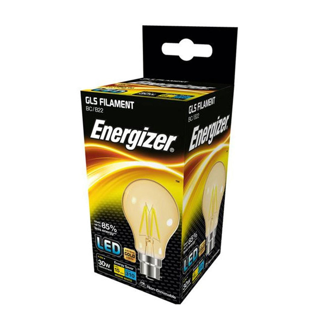Energizer Filament GLS B22 BLISTER Gold LED Bulbs