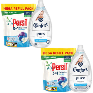 2xEach Laundry Bundle:Persil NonBio Capsules 50W& Comfort Fabric Conditioner 58W