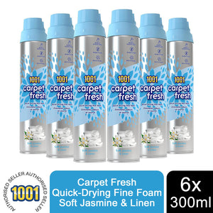 1001 Carpet Fresh Soft Jasmine & Linen Upholstery Odour Remover Spray, 6x300 ml