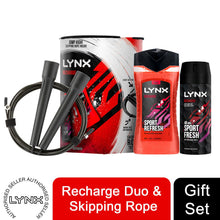 Load image into Gallery viewer, Lynx Recharge Duo &amp; Skipping Rope Gift Set for Him Includes Deo &amp; Bodywash