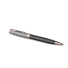 Load image into Gallery viewer, Parker Sonnet Ballpoint Pen Grey Satin Rose Gold Trim Medium Black Ink Gift Box