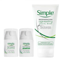 Load image into Gallery viewer, Simple Regeneration Age Resisting Night Cream, Day Cream, and Facial Wash