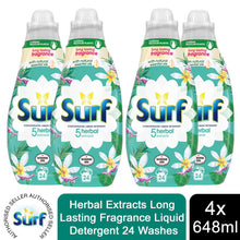 Load image into Gallery viewer, 4x or 8x (96W or 192W) Surf Long Lasting Fragrance Liquid Detergent 24W, 648ml